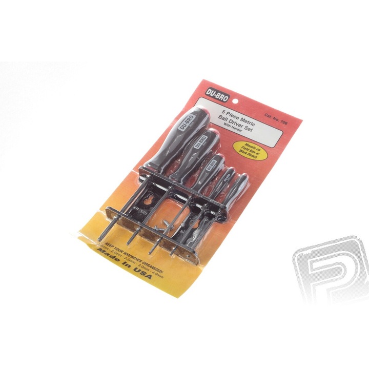 5 db imbuszcsavarhúzó készlet, DU-BRO, 1,5-4,0 mm, akasztós tartóval