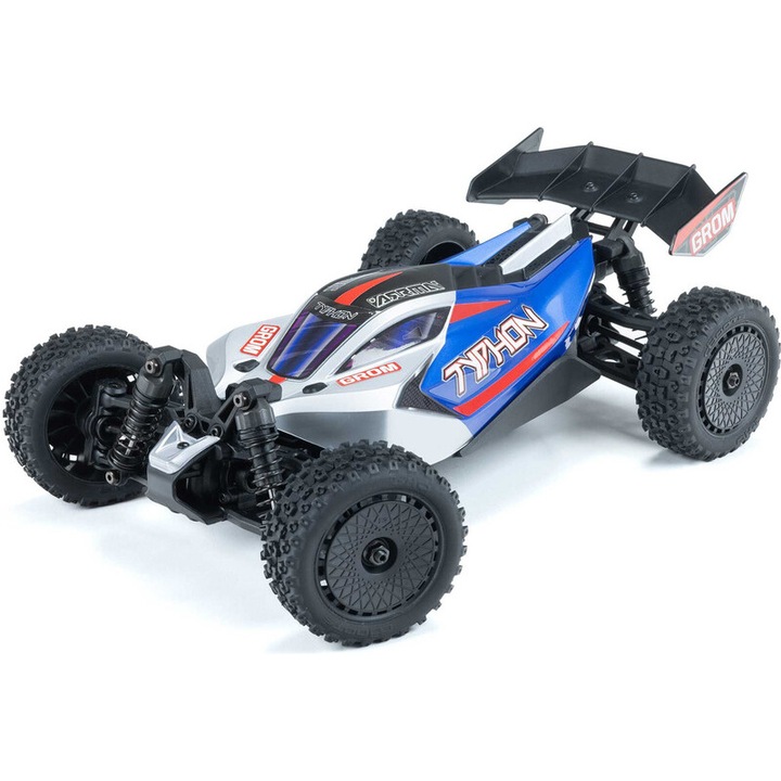 Arrma Typhon Grom 1:18 4WD RC modellautó, kék, maximális sebesség 30 km/h, komplett készlet