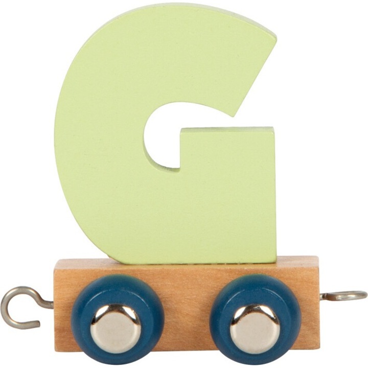 Vagon de jucarie, Small Foot, litera G, 7x3,5x7 cm, material lemn si metal, 2+ ani