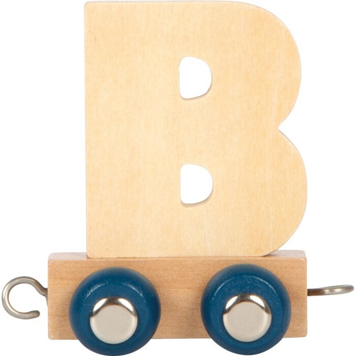 Vagon de jucarie, Small Foot, litera B, 7x3,5x7 cm, din lemn si metal