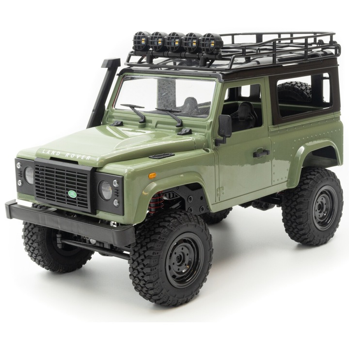 RMT modellek Land Rover Defender 1:12 méretarányú modellautó, 4WD, LED, zöld szín