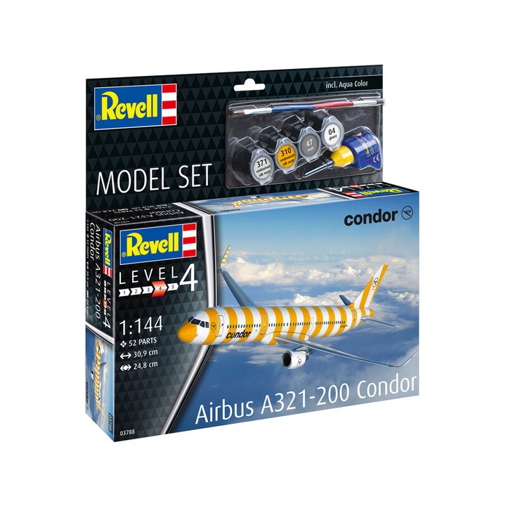 Revell Airbus A321-200 Condor repülőgépmodell, 52 db, 30,9 cm, 1:144