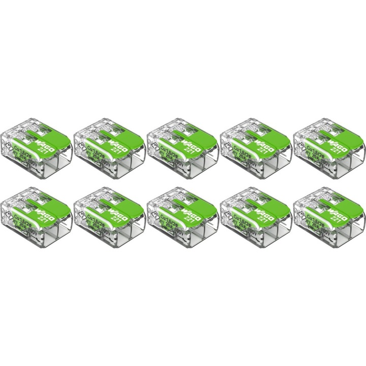 Conector de imbinare pentru conductori unifilari WAGO 221 422 Max.4 mm² 10 BUC