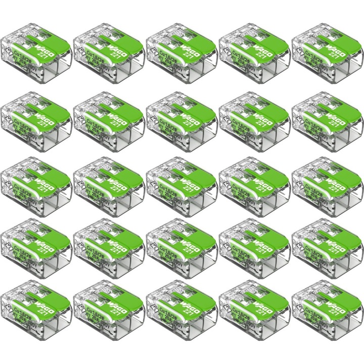 Conector de imbinare pentru conductori unifilari WAGO 221 422 Max.4 mm² 25 BUC