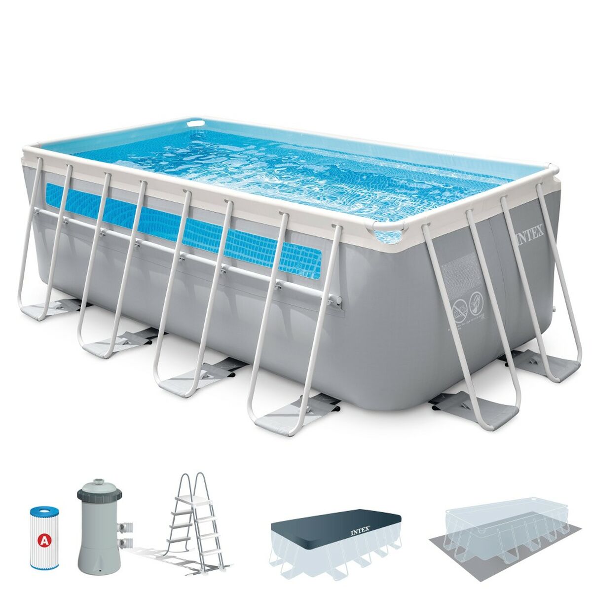 Piscina detasabila Intex 400x122x200cm, gri deschis, capacitate 8.418l ...