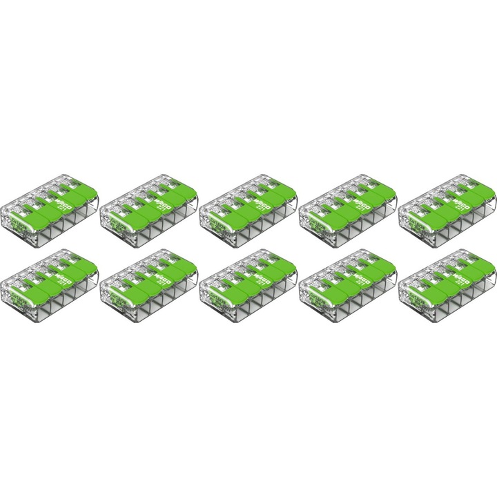 Conector de imbinare pentru conductori unifilari WAGO 221 425 Max.4 mm² 10 BUC
