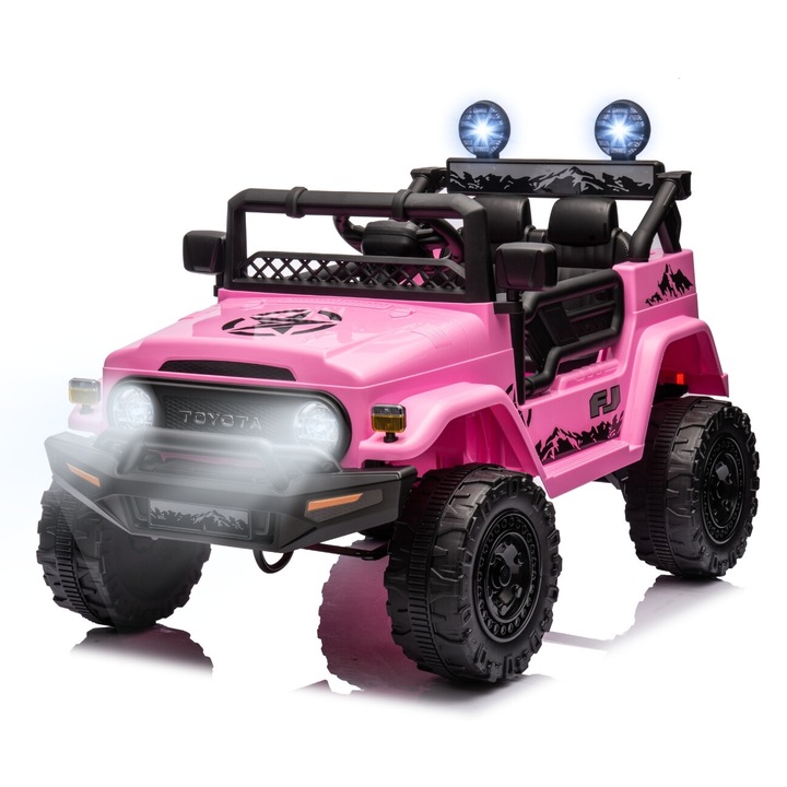 Masinuta electrica pentru copii Toyota FJ Cruiser, roz, 12V, cu telecomanda, 98x65x70cm, set