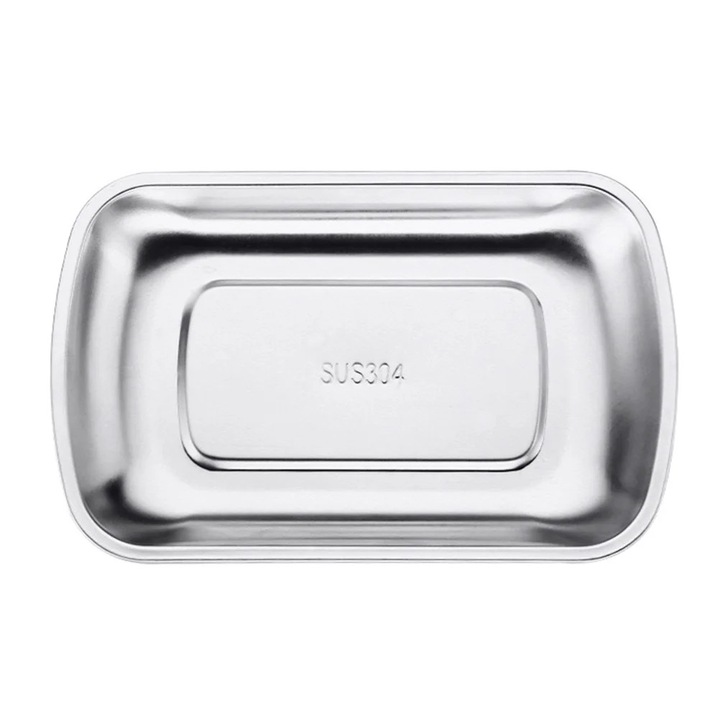 Set tavi servire inox, argintiu, design simplu, utilizare practica