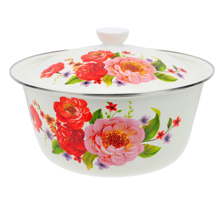 Set boluri din inox cu capac, design vintage, argintiu, 26x26x12cm