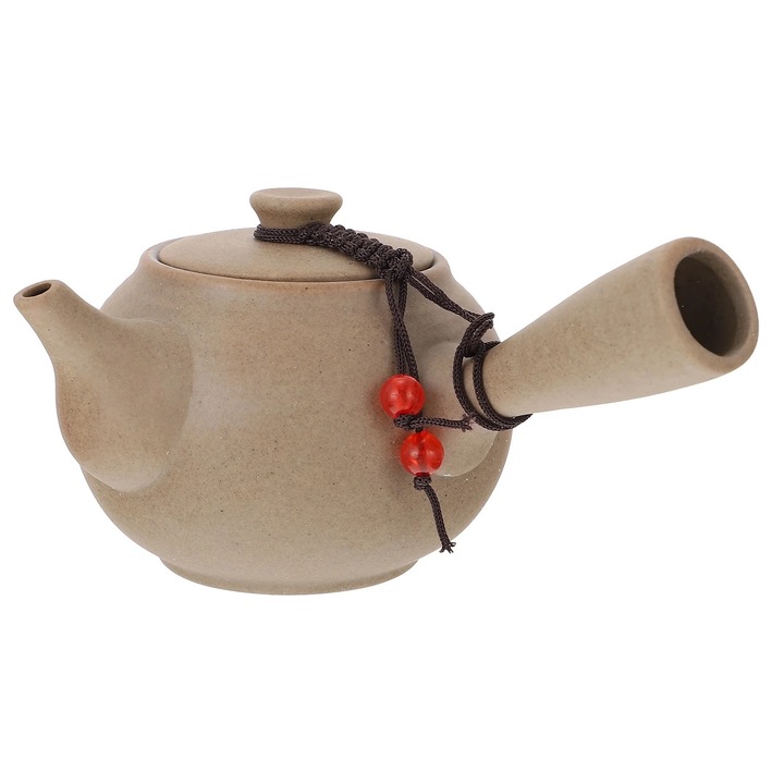 Ceainic japonez din ceramica, 15x7x7cm, culoare maro deschis, design ergonomic