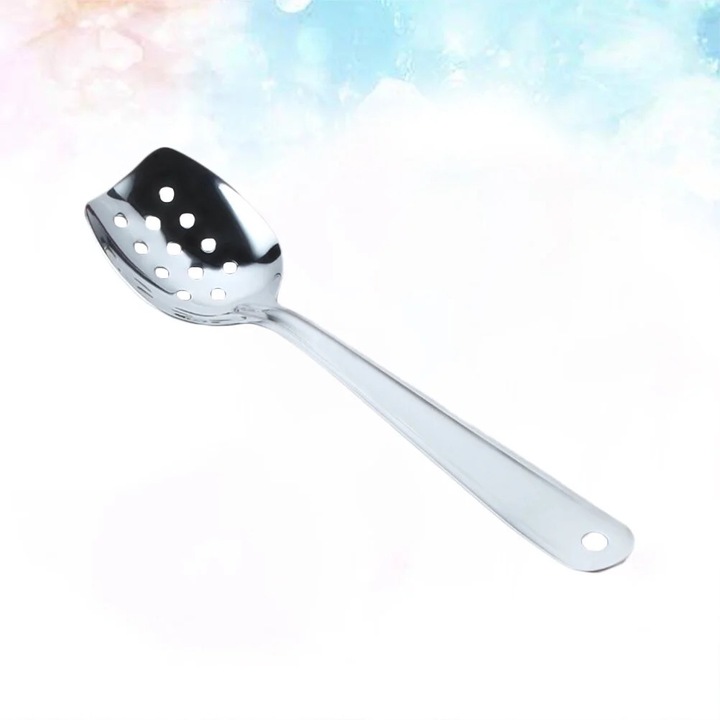 Lingura colander din inox, 25.9x6.2x1.9cm, argintie