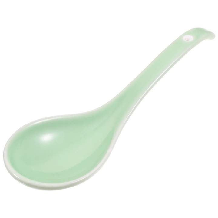 Lingura ceramica mare, verde, 24.50x6.50x5.00cm, pentru supa, set