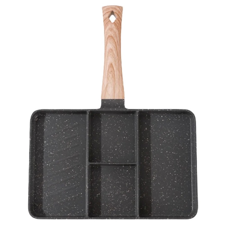 Tigaie non-aderenta, 35x27.5x2.3cm, aluminiu, neagra, design ergonomic