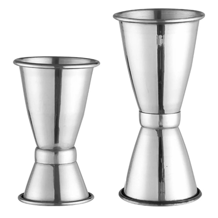 Set de cupe de masurare pentru cocktailuri din inox, argintii, 8.80x4.20x3.90cm