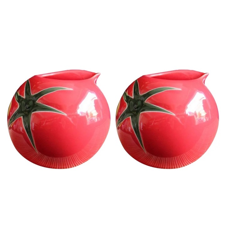 Set 2 Cani Ceramice in Forma de Rosie, Capacitate 8x8x6.5cm, Culoare Rosie