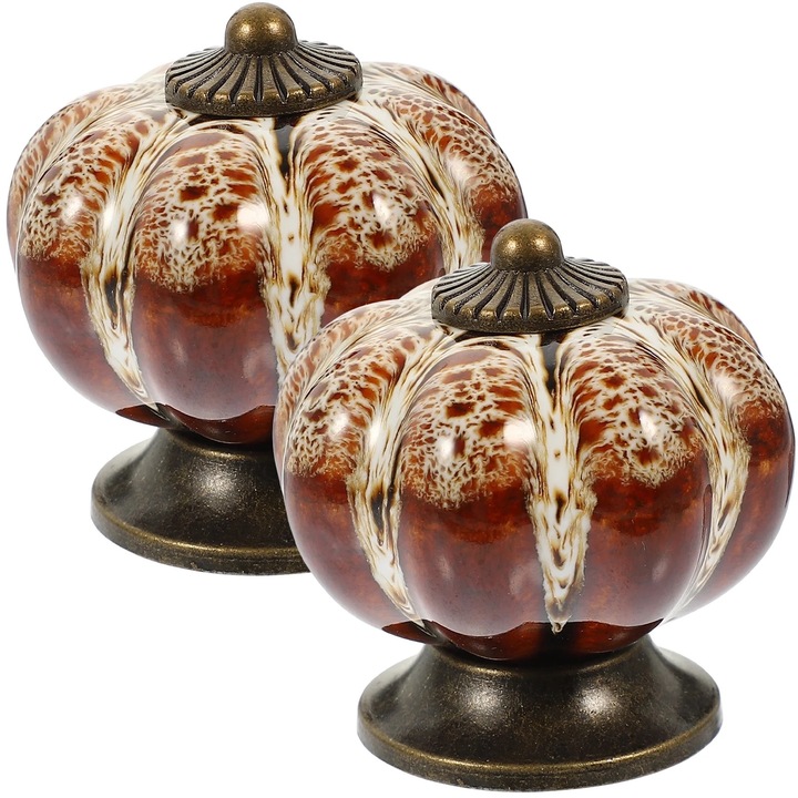 Manere sertar vintage, set 2 bucati, ceramica, dimensiune 4x3.5x3.5cm, culoare asortata