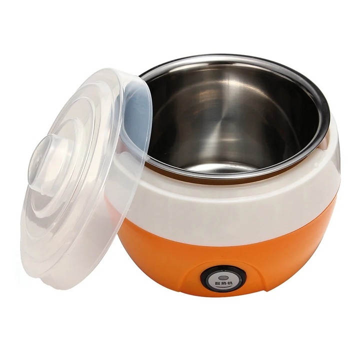 Aparat de preparat iaurt automat, 1L, inox, portocaliu, 15x12x8cm, 15 W