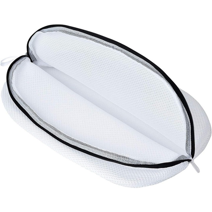 Торба за пране Enforose, дизайн с двойна мрежа, със скрит цип, бяла