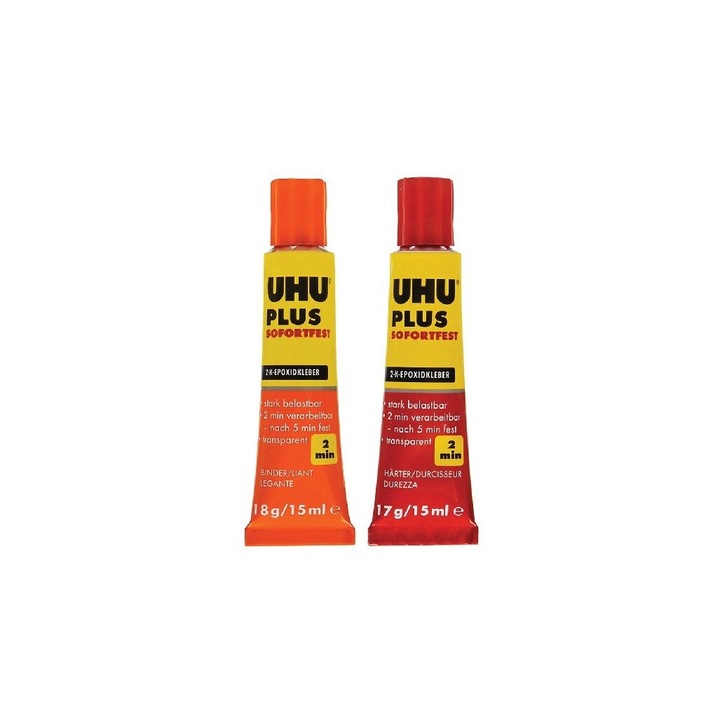Uhu PLUS epoxi ragasztó 30ml, átlátszó, gyorsan száradó, fémre, fára, kerámiára