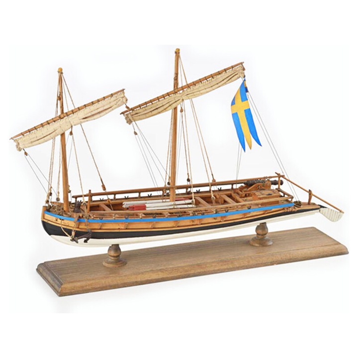 AMATI katonai modell, svéd hadihajó 1775, készlet, 1:35 méret, fa részletek, vitorlák mellékelve