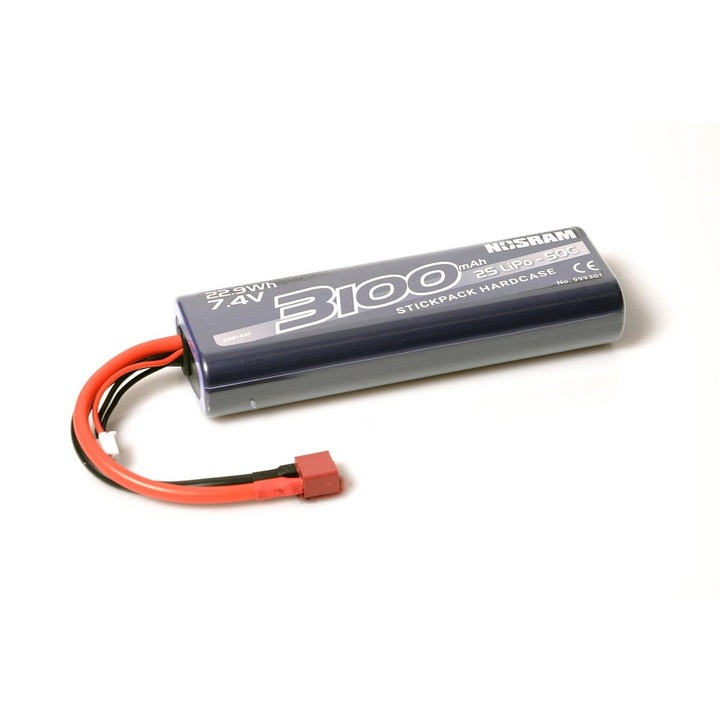 NOSRAM LiPo akkumulátor 3100mAh, 7.4V, 50C, T-DYN, 134x45x24mm, 193-195g