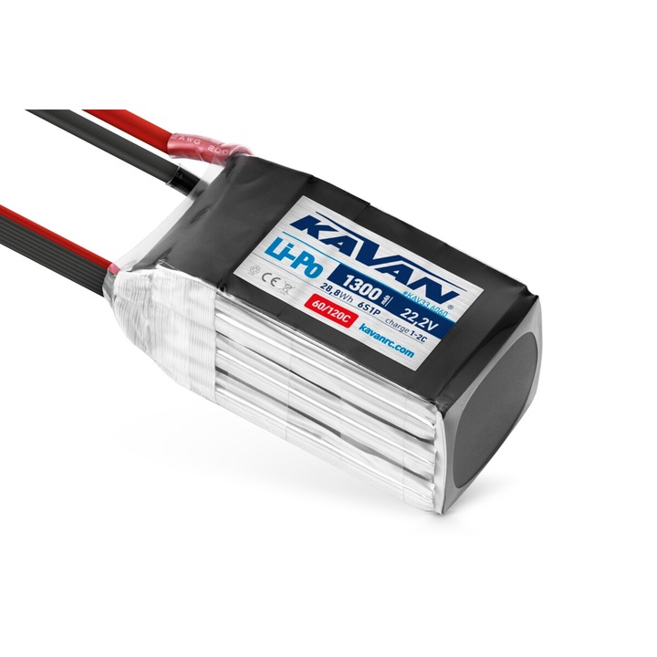 Li-Po akkumulátor, kavan, 1300 mAh, 22,2 V, 60/120C, 75x37x38mm