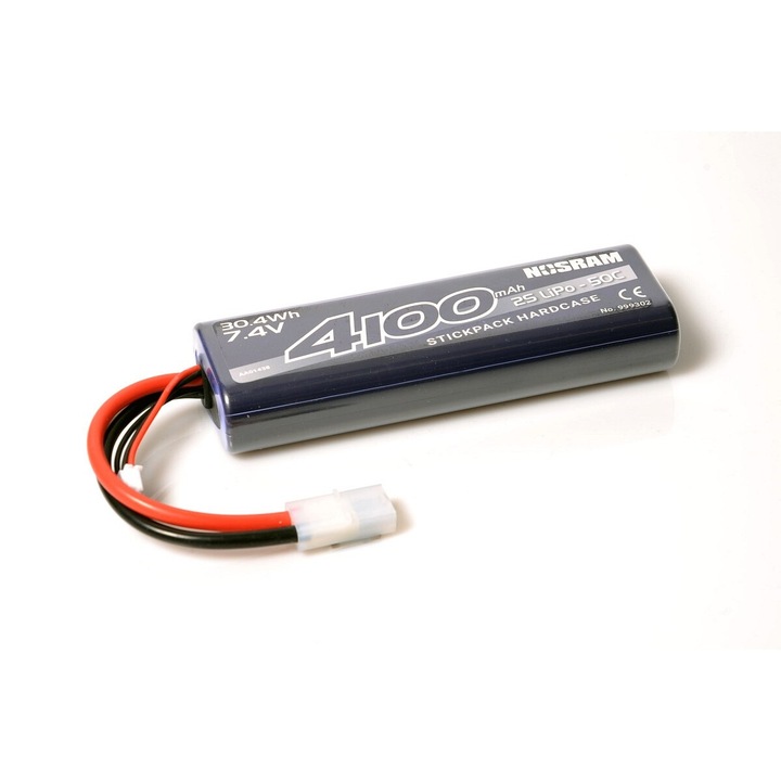 NOSRAM LiPo akkumulátor, 4100mAh, 7.4V, 50C, Tamiya, 134x45x24mm, 233g