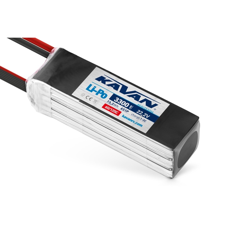 Li-Po akkumulátor KAVAN 3300 mAh, 22,2 V, 60/120C, 140x40x37mm, készlet