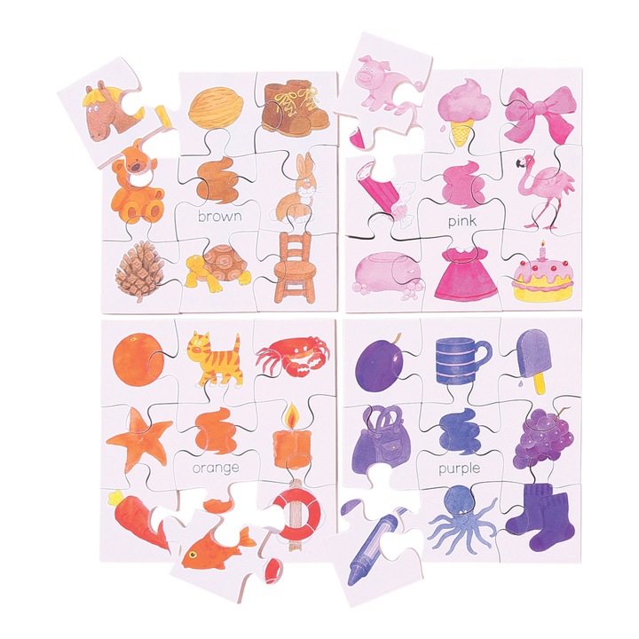 Puzzle, fából készült Bigjigs, 4 az 1-ben, 22x20 cm, többszínű