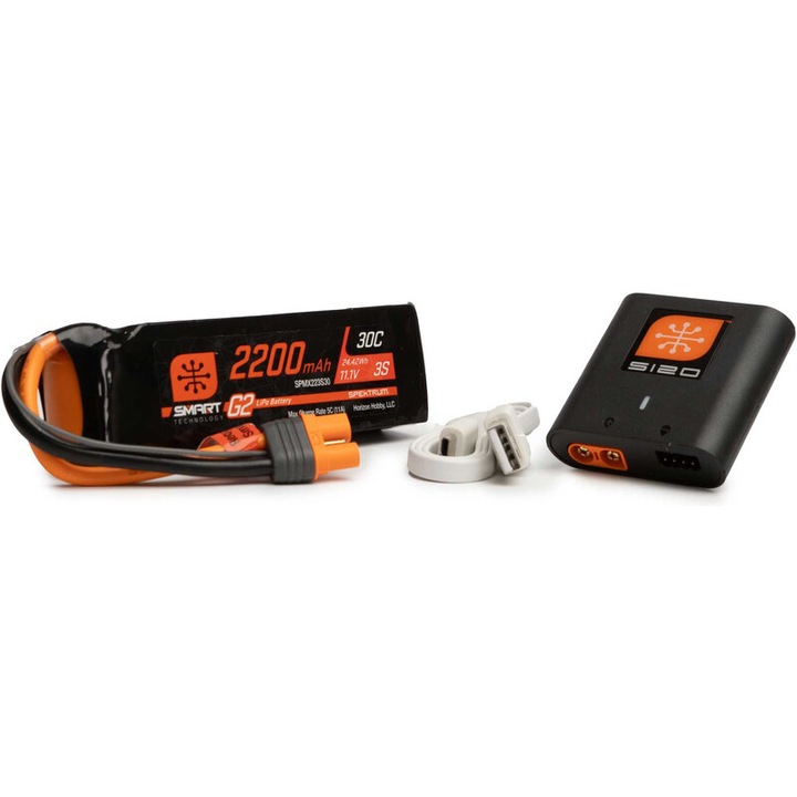 Spektrum akkumulátor és töltő készlet, LiPo 11.1V 2200mAh 30C, Smart S120 20W USB-C