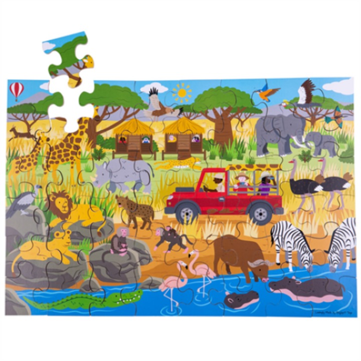 Puzzle, Bigjigs, fa, 58x40x0,5 cm, 3+ évre, tarka