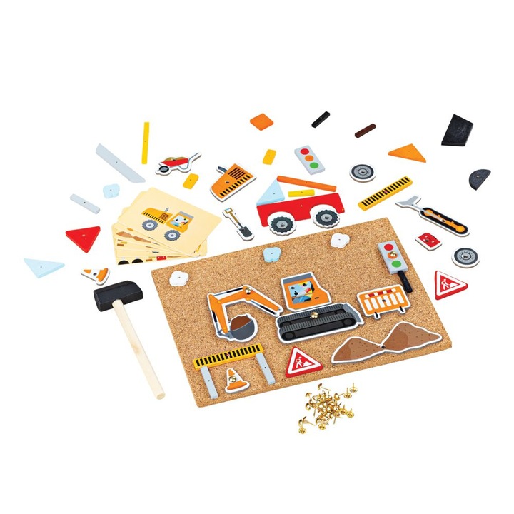 Игра с коркова дъска и чукче, Bigjigs, Строителна площадка