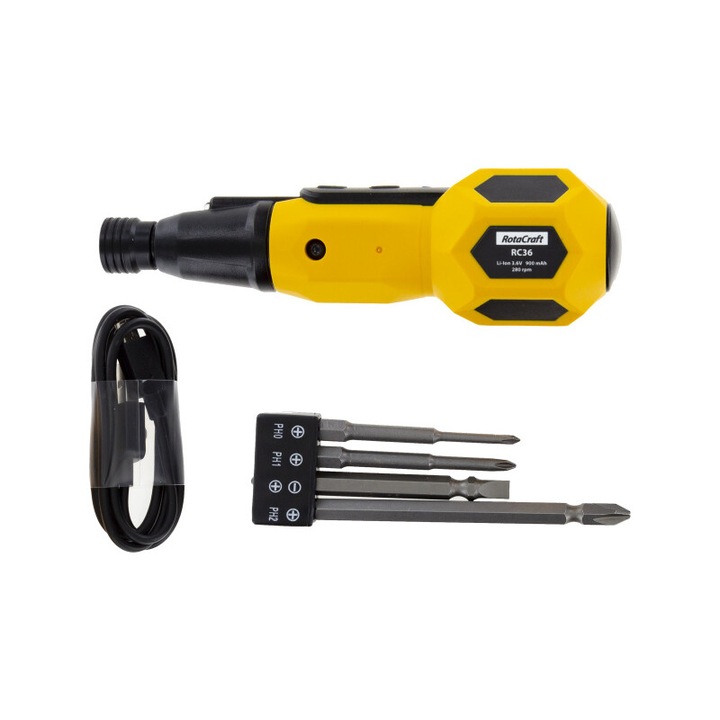 Elektromos csavarhúzó, Shesto, RC36, kompakt, LED-del, USB töltés, 60 perc, hobbihoz és elektronikához