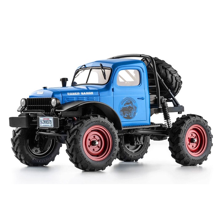 FMS FCX24 Power Wagon 1:24, kék, vízálló, funkcionális pótkerék