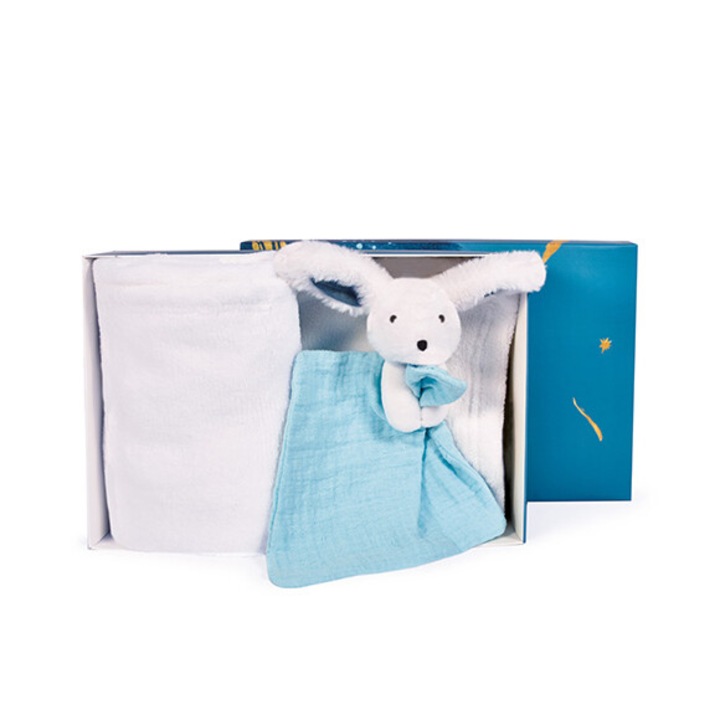 Babatakaró, DouDou, 70x100cm, plüss, kék/fehér