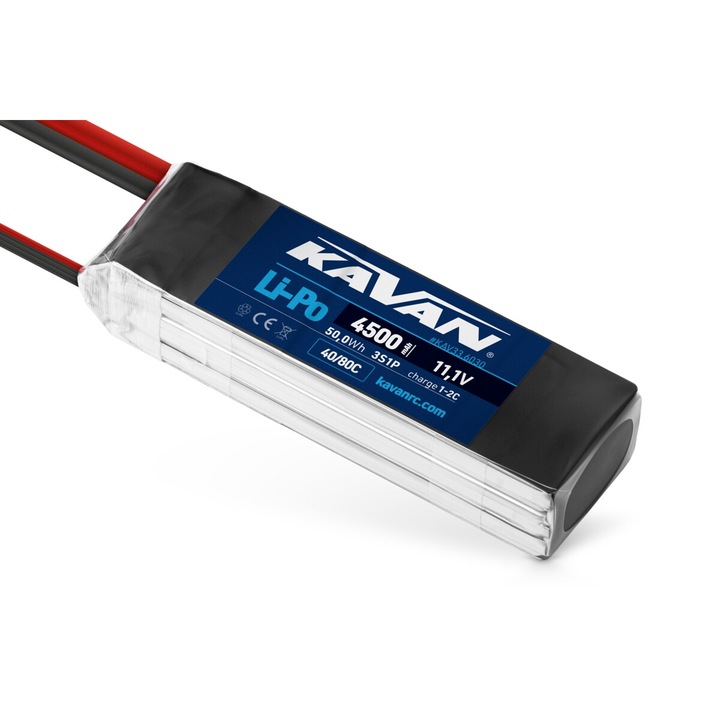 LiPo akkumulátorcsomag, KAVAN, 4500mAh 11.1V 40/80C, 139x42.5x26mm