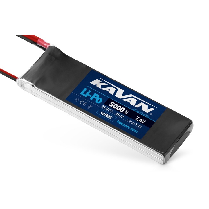 KAVAN 5000mAh 7.4V 40/80C LiPo akkumulátor, 136x42x20.5mm