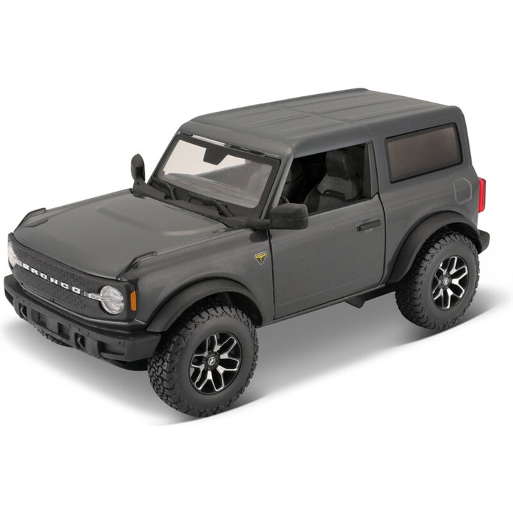 Maisto modellautó, Ford Bronco 2021, 1:24, nyitható ajtók, 17 cm, szürke