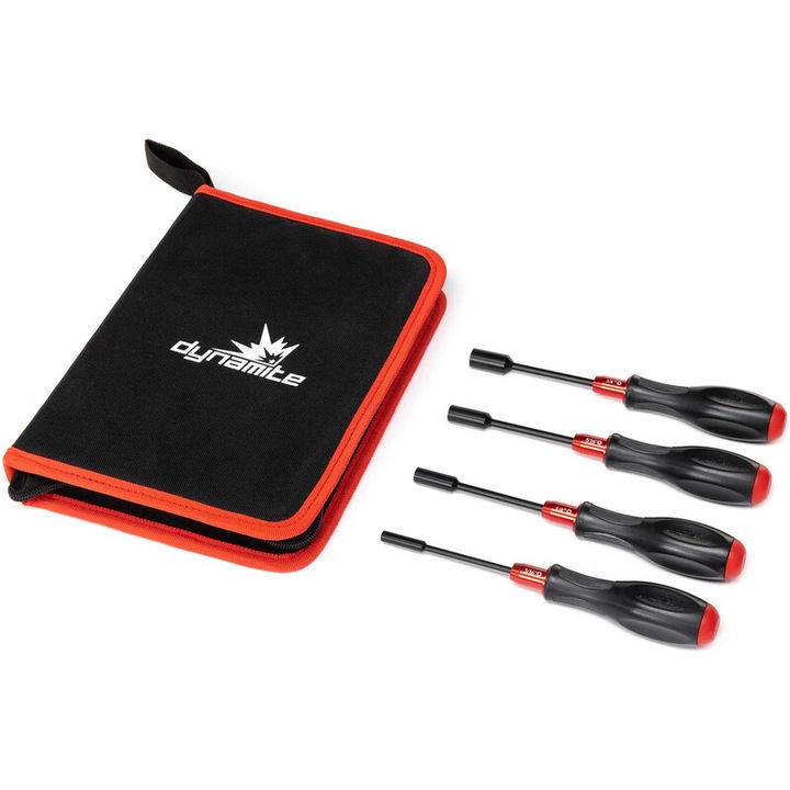 Dynamite csavarhúzó készlet, 4 darabos, ergonomikus kialakítás, fekete/piros