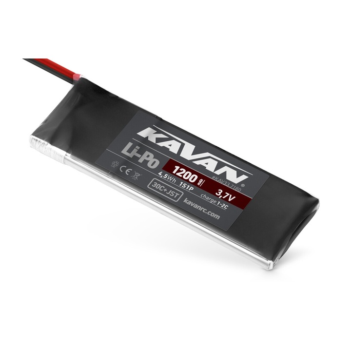 KAVAN LiPo akkumulátor, 1200mAh 3.7V 30C JST, 91x31x9mm