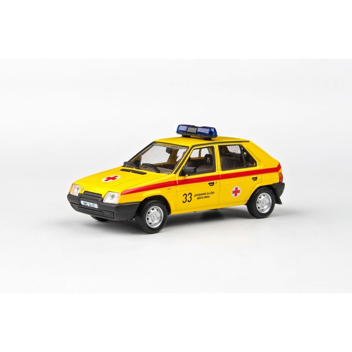 Abrex modellautó, Skoda Favorit 136L 1988, 1:43, sárga