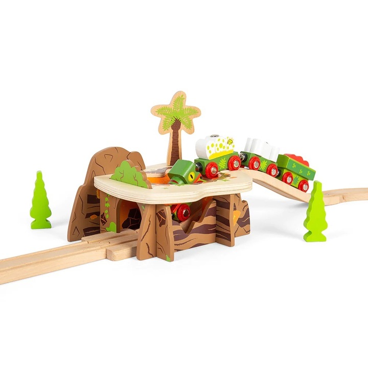 Tunel Bigjigs Rail pentru trenulete de jucarie, 43x17,3x16 cm, material lemn si plastic, varsta 3+