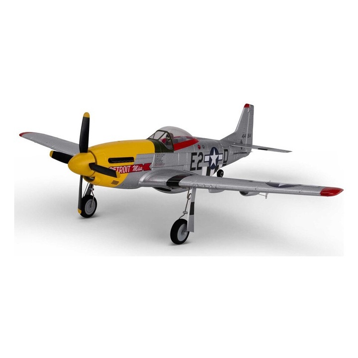 RC E-flite P-51D Mustang modell 493 mm, villanymotoros, BNF, szürke/sárga