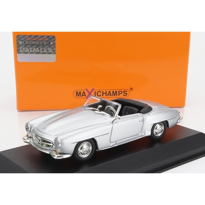 Modellautó, Minichamps, Mercedes Benz SL-osztály 190SL (W121) Spider 1955, 1:43, Ezüst