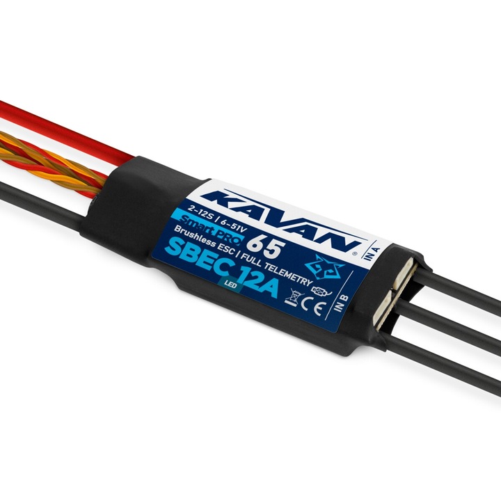 Programozható telemetrikus szabályozó, KAVAN, Smart PRO-65HV SBEC, 65A, 75x29.5x12mm
