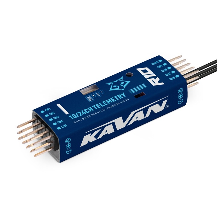 Vevő, KAVAN, R10, 10 csatorna, integrált telemetria, 2,4 GHz, 64,6x16,6x12,4 mm