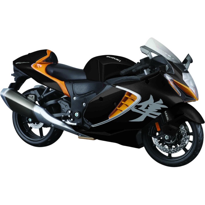 Játékmotor, Maisto, Suzuki Hayabusa 2022 1:12, fekete/narancssárga, 16cm