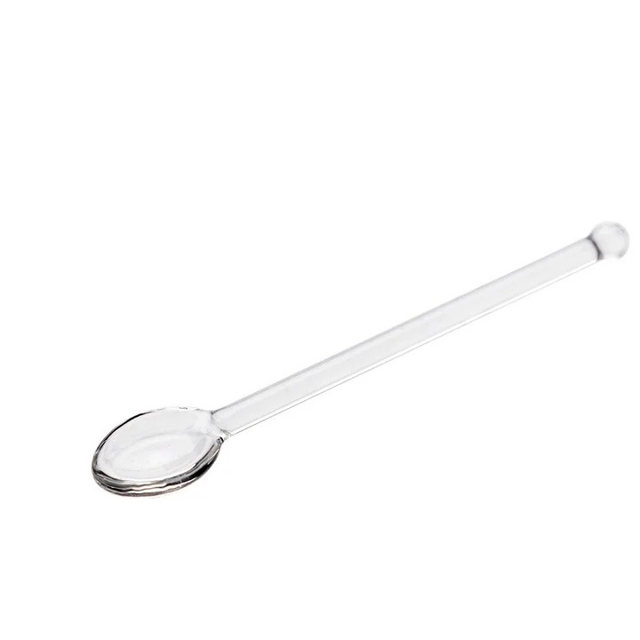 Set 6 linguri din sticla, pentru ceai, cafea, cocktailuri, 13x2x1.3cm, transparent