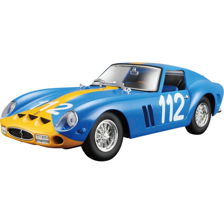 Bburago modellautó, Ferrari GTO 250 1:24, kék/sárga, 18cm
