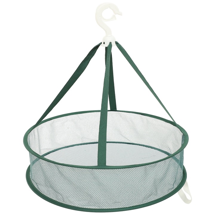 Uscator rufe pliat, plasa verde, 45x45x11cm, poliester si sarma de otel